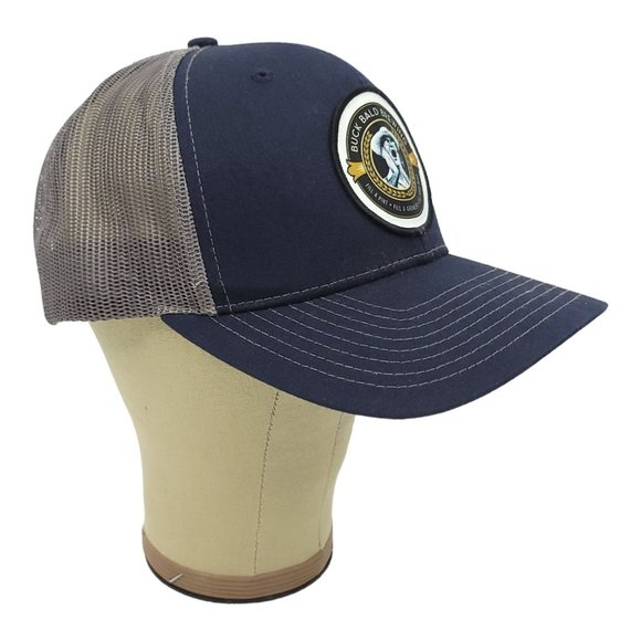 Buck Bald Brewing Mesh Snapback Cap Trucker Baseball Hat Blue Gray Richardson - Picture 3 of 12